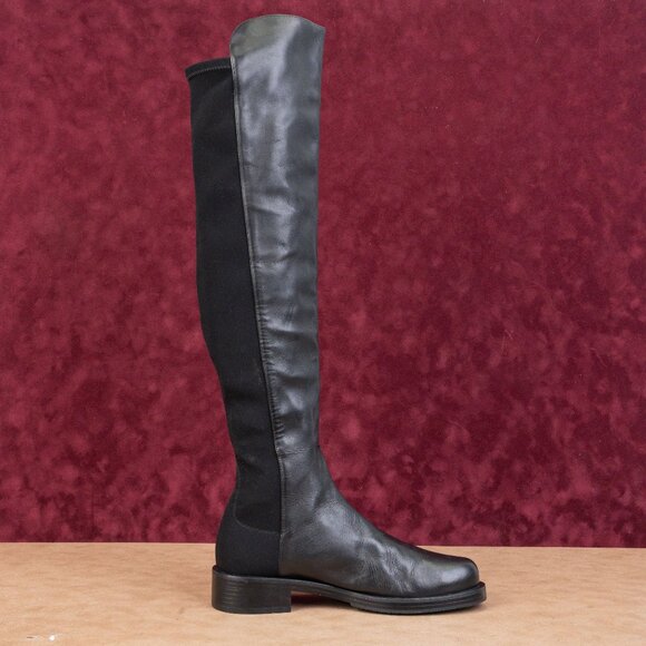 Stuart Weitzman Women 5050 Bold Black Leather Stretch 40mm OTK Boots sz 9 - Picture 10 of 10